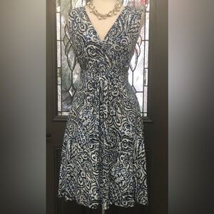 JM Collection Sleeveless V-Neck Paisley Print Dress